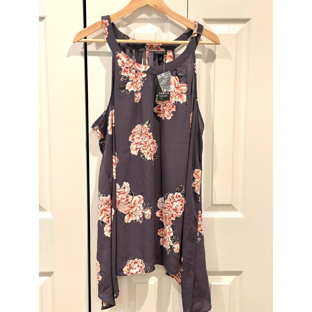 Torrid Women's Floral Georgette Cold Shoulder Top Blouse Plus Size 2 NEW